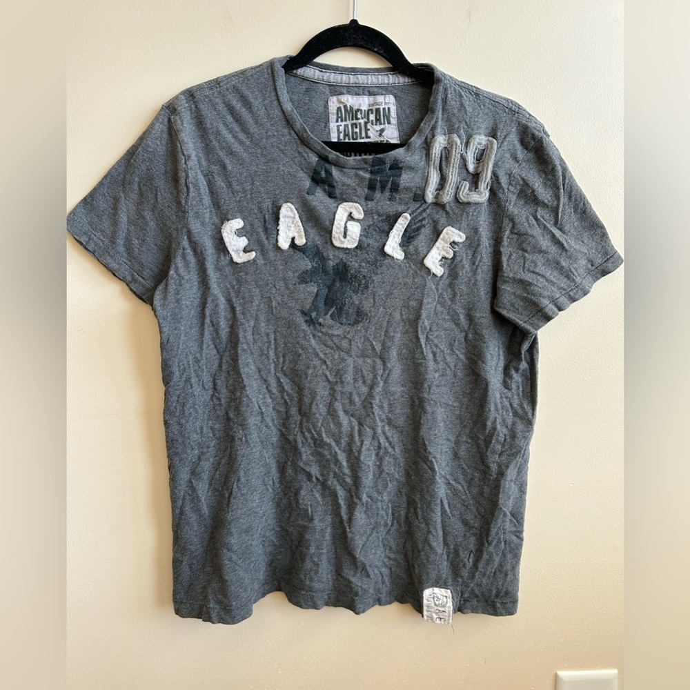 American Eagle Vintage Fit Y2K Grey Eagle Shirt